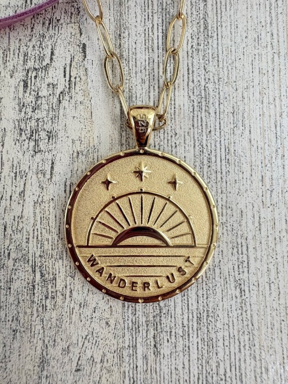 Jane Win Wanderlust Flower Sun JW Coin Pendant Drawn Link Chain - Picture 7 of 14